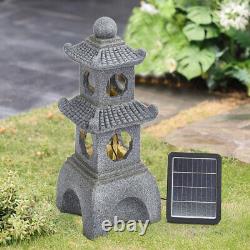 Garden Patio Pavilion Water Feature Solar Outdoor Fountain with Lights Waterfall