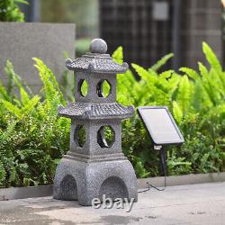 Garden Patio Pavilion Water Feature Solar Outdoor Fountain with Lights Waterfall