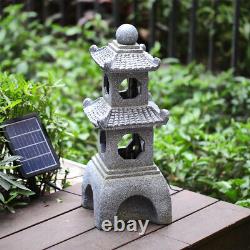 Garden Patio Pavilion Water Feature Solar Outdoor Fountain with Lights Waterfall