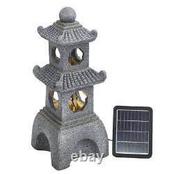 Garden Patio Pavilion Water Feature Solar Outdoor Fountain with Lights Waterfall