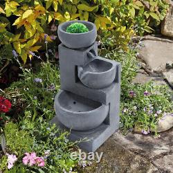 Garden Patio Water Features Solar Powered Outdoor Fountains 3 Tiered Stone Bowl