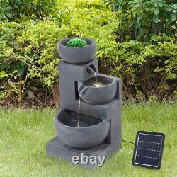 Garden Patio Water Features Solar Powered Outdoor Fountains 3 Tiered Stone Bowl