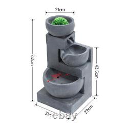 Garden Patio Water Features Solar Powered Outdoor Fountains 3 Tiered Stone Bowl