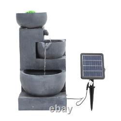 Garden Patio Water Features Solar Powered Outdoor Fountains 3 Tiered Stone Bowl