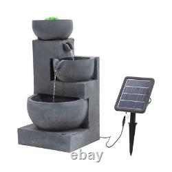 Garden Patio Water Features Solar Powered Outdoor Fountains 3 Tiered Stone Bowl