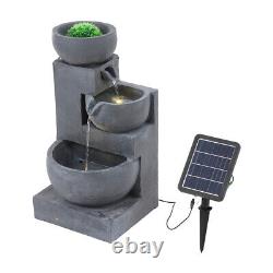 Garden Patio Water Features Solar Powered Outdoor Fountains 3 Tiered Stone Bowl