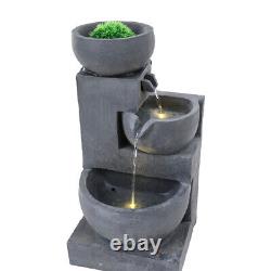 Garden Patio Water Features Solar Powered Outdoor Fountains 3 Tiered Stone Bowl