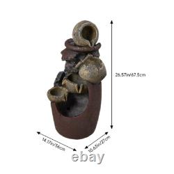 Garden Rockery Water Feature Fountain Outdoor Decoration LED Light Electric Type