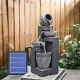 Garden Solar Power Cascading 4 Tiered Water Feature Fairy Fountain With Led Lights