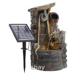 Garden Solar Power LED Water Feature Fountain Cascading Outdoor Statues Decor