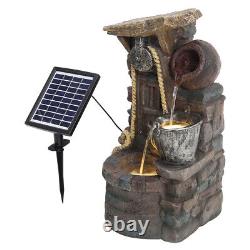 Garden Solar Power LED Water Feature Fountain Cascading Outdoor Statues Decor