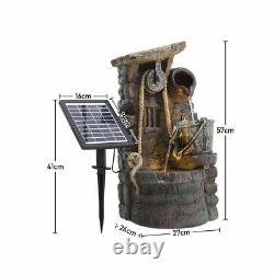 Garden Solar Power LED Water Feature Fountain Cascading Outdoor Statues Decor