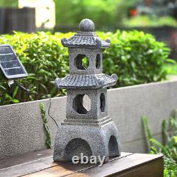 Garden Solar Powered Indoor Outdoor Water Feature Cascade Fountain with LED Light