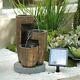 Garden Solar Powered Led Water Feature Outdoor Fountain Cascading Pump Ornament