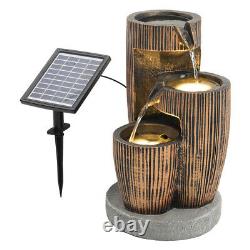 Garden Solar Powered LED Water Feature Outdoor Fountain Cascading Pump Ornament