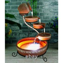 Garden Solar Water Feature PondXpert Terracotta Cascade with LEDs Patio Fountain