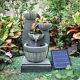 Garden Stone Effect 4-bowl Water Feature Solar Indoor Outdoor Led Falls Fountain