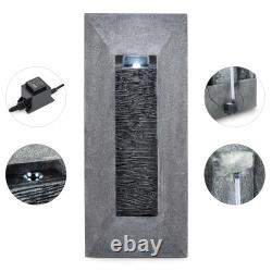 Garden Wall Fountain Led Lightning Water Pump Natural Stone Look Mount Indoor