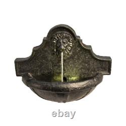 Garden Wall Water Fountain Feature & Lights, Outdoor Lion Waterfall