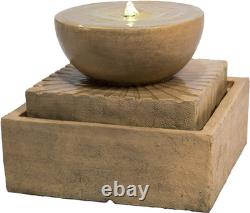 Garden Water Feature 2 Tier Fountain with Pump LED Lights Outdoor Patio Indoo