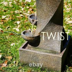 Garden Water Feature Cascading Bowl Fountain LED Outdoor Indoor Mains Powered