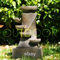 Garden Water Feature Cascading Bowl Fountain LED Outdoor Indoor Mains Powered