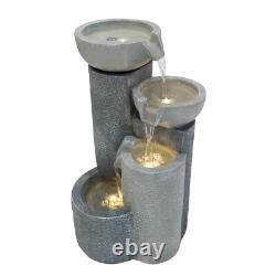 Garden Water Feature Cascading Electric Fountain Outdoor LED Pump Freestanding