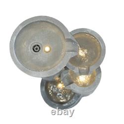 Garden Water Feature Cascading Electric Fountain Outdoor LED Pump Freestanding