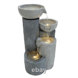 Garden Water Feature Cascading Electric Fountain Outdoor LED Pump Freestanding