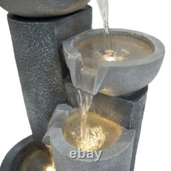 Garden Water Feature Cascading Electric Fountain Outdoor LED Pump Freestanding