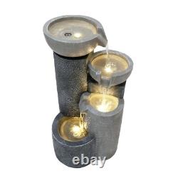 Garden Water Feature Cascading Electric Fountain Outdoor LED Pump Freestanding