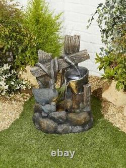 Garden Water Feature Ducks and Water Easy Fountain With LED Lights Freestanding