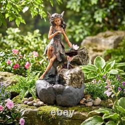 Garden Water Feature Fairy Fountain LED Cascading Outdoor Indoor Mains Powered