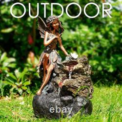 Garden Water Feature Fairy Fountain LED Cascading Outdoor Indoor Mains Powered