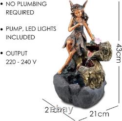 Garden Water Feature Fairy Fountain LED Cascading Outdoor Indoor Mains Powered