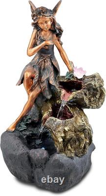 Garden Water Feature Fairy Fountain LED Cascading Outdoor Indoor Mains Powered