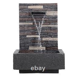Garden Water Feature Fountain LED Lights In&Outdoor Mains Waterfall Rock Statues