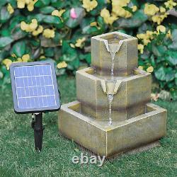 Garden Water Feature Fountain LED Lights Indoor Outdoor Statues Solar U