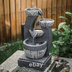 Garden Water Feature Fountain LED Lights Outdoor Statues Solar /Electric Powered