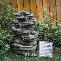 Garden Water Feature Fountain LED Lights Solar Water Fountain Ornament Statue