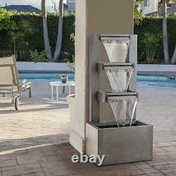 Garden Water Feature Fountain Metal Zinc Multi Tier With Pump Indoor Outdoor NEW