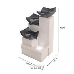 Garden Water Feature Fountain Resin with LED Lights Pump Decor Outdoor Indoor UK