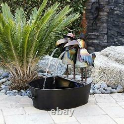 Garden Water Feature Fountain Tall Metal Crow Bird Rustic Indoor Outdoor Decor