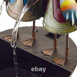 Garden Water Feature Fountain Tall Metal Crow Bird Rustic Indoor Outdoor Decor