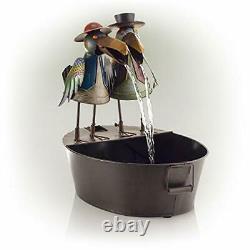 Garden Water Feature Fountain Tall Metal Crow Bird Rustic Indoor Outdoor Decor