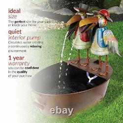 Garden Water Feature Fountain Tall Metal Crow Bird Rustic Indoor Outdoor Decor