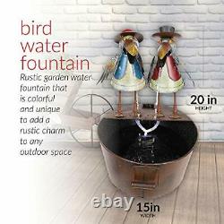 Garden Water Feature Fountain Tall Metal Crow Bird Rustic Indoor Outdoor Decor