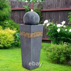 Garden Water Feature Fountain Waterfall Electric LED Rotating Ball Statues Pump