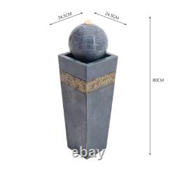 Garden Water Feature Fountain Waterfall Electric LED Rotating Ball Statues Pump