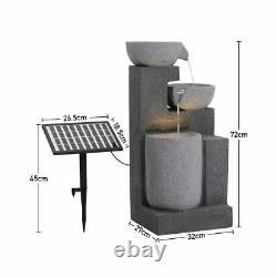 Garden Water Feature Fountain with LED Lights Outdoor Cascading Barrel Tiered